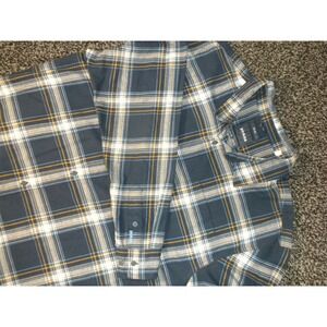 Prana Shirt Mens XXL Blue Los Feliz Flannel Slim Fit Plaid Button Up Mid Weight